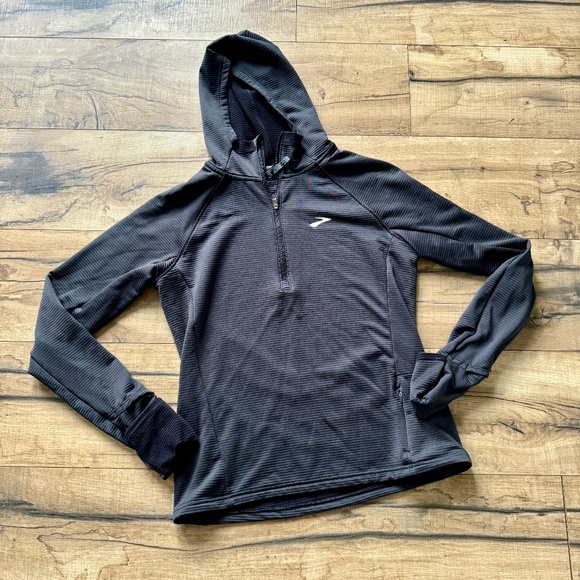 Brooks Tops - Brooks Running Black Warm Gear Hooded Long Sleeve Top